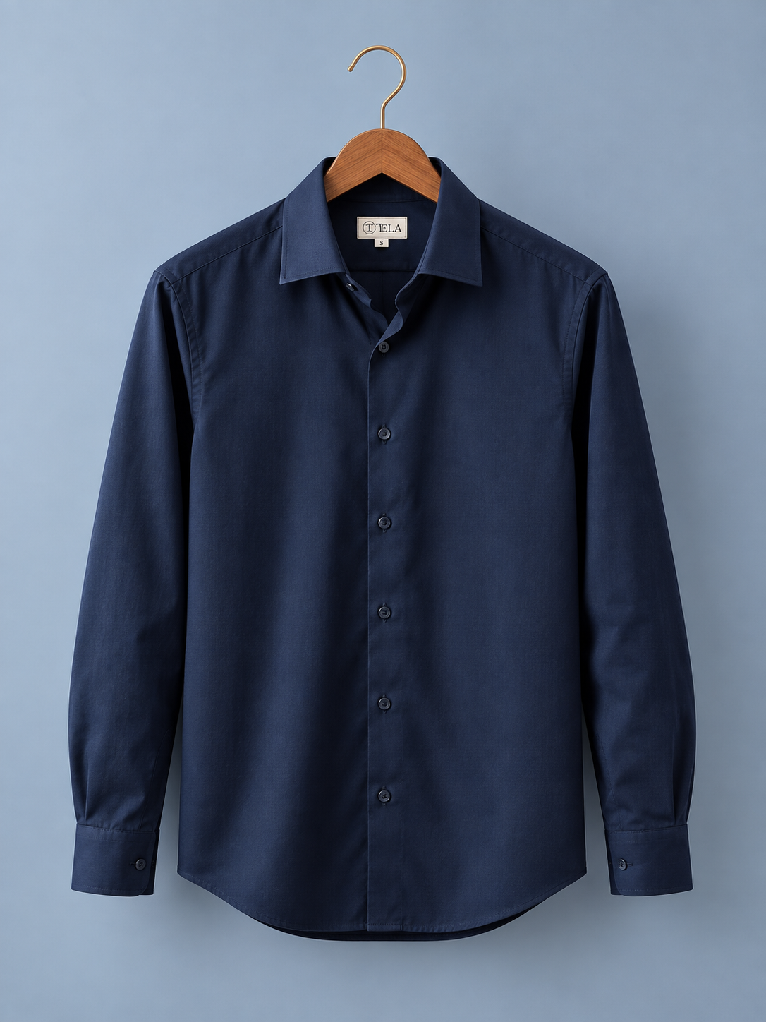 Navy Blue Satin Shirt